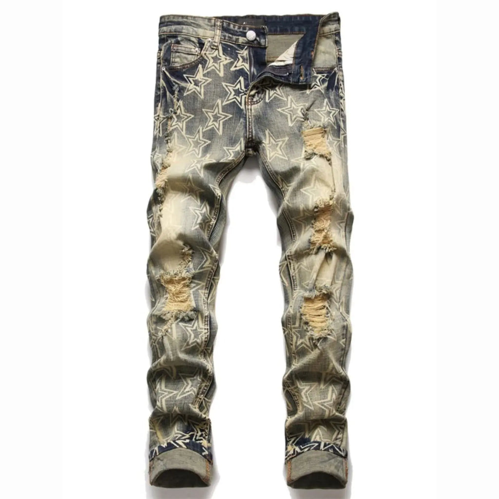 Men's Distressed Patchwork Jeans product image