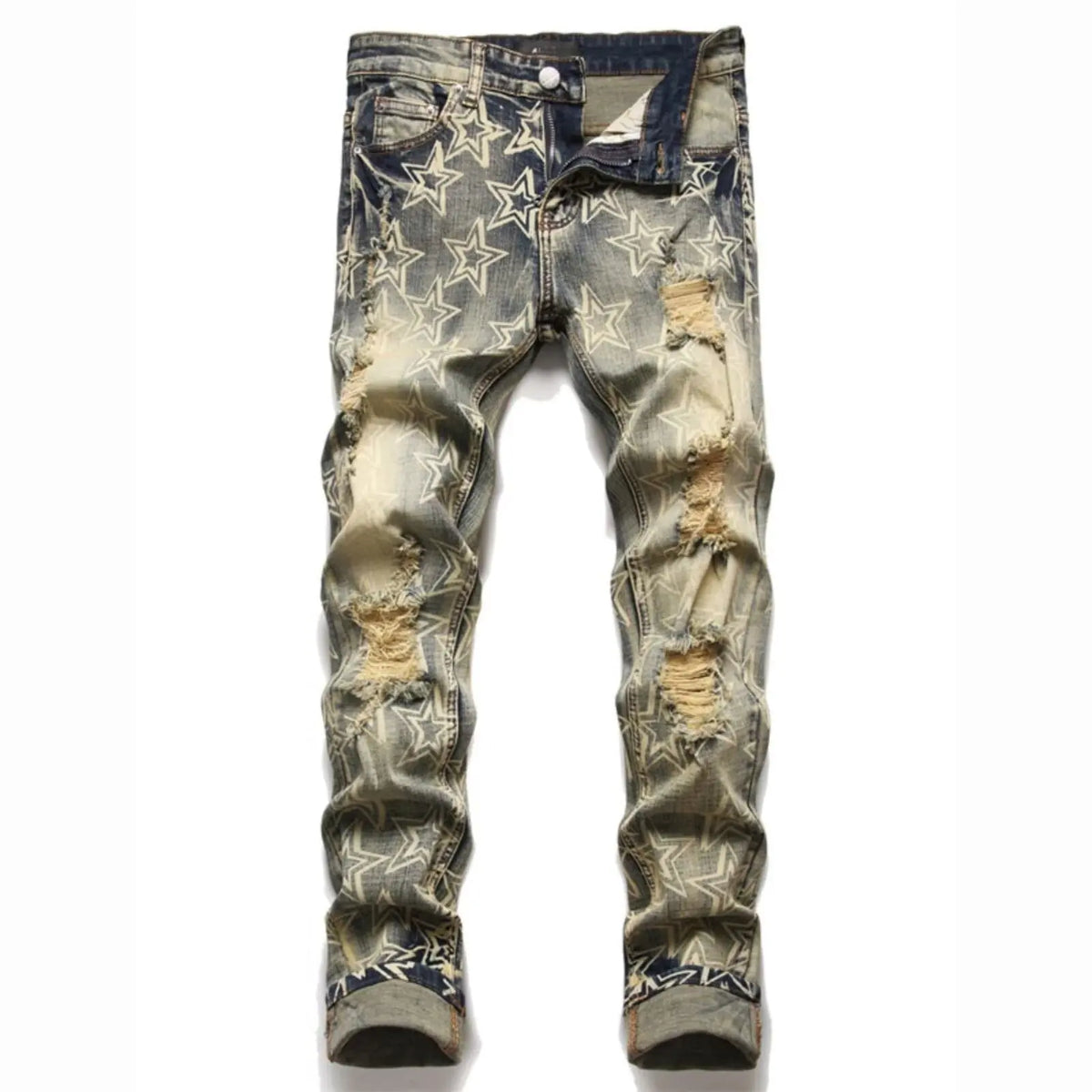 Men's Distressed Patchwork Jeans product image
