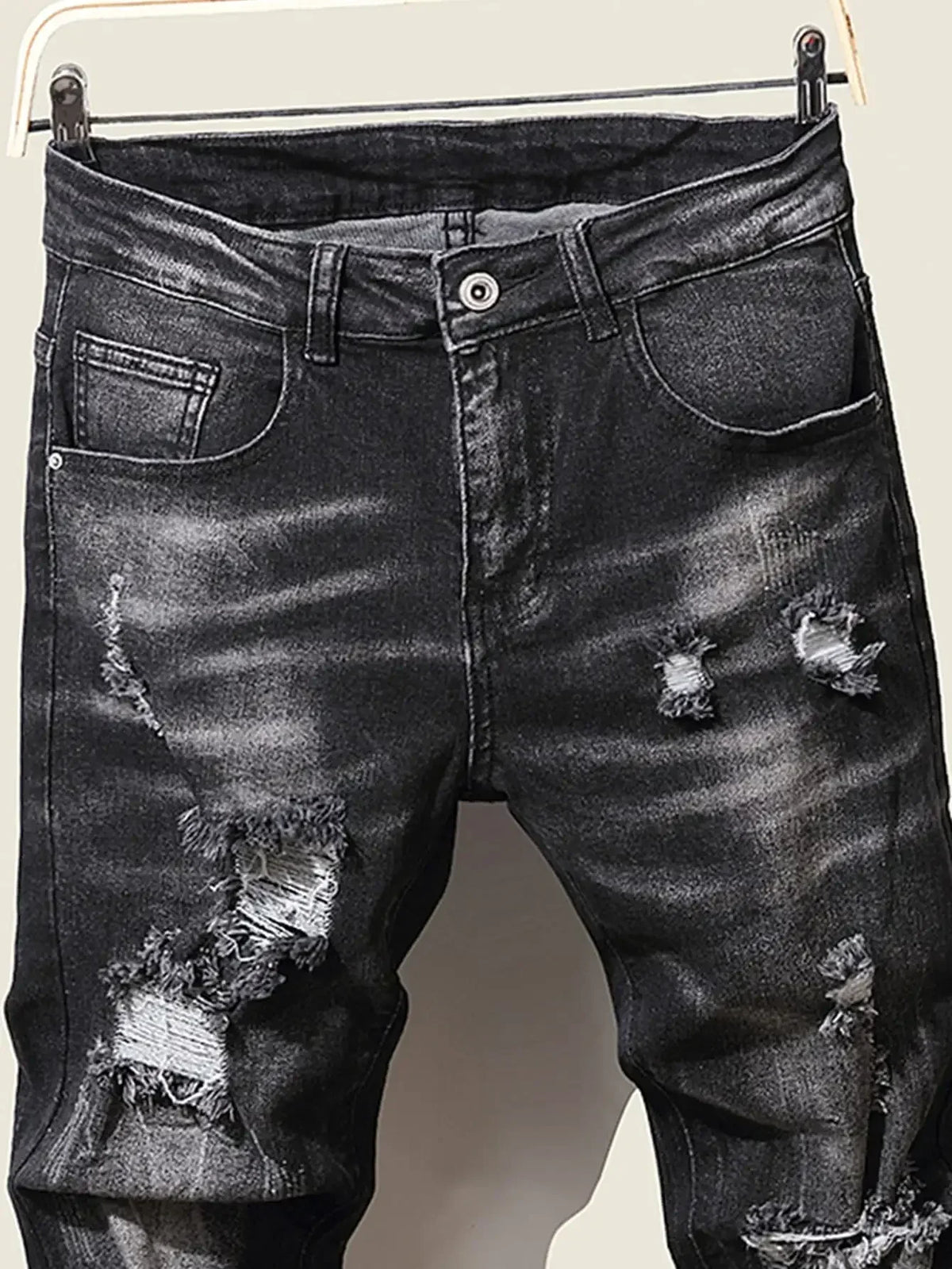 Men's Korean-Style Stretch Jeans denim detail